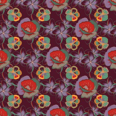 Güzel suluboya gelincik çiçekleri kahverengi, kırmızı ve gri renklerde. Parlak resim haşhaş çiçeğinden esinlenmiştir. Vektörsüz arkaplan.