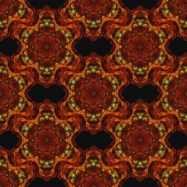 Halılar, tekstil, duvar kağıtları ve herhangi bir yüzey için şablonlar. Doğulu, çiçekli bir süs. Siyah bir arkaplanda çok renkli süslemenin vektörsüz deseni.