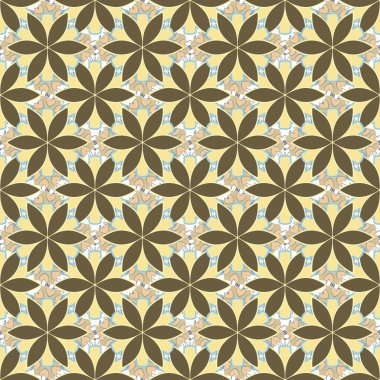 Vektör çizimi. Bir sürü sevimli çiçek. Klasik duvar kağıdı dikişsiz çiçek desenli arka plan gri, yeşil ve kahverengi renklerde.