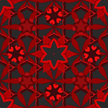 Karmaşık süslemeli klasik tasarım. Siyah ve kırmızı süslemeli soyut vektör deseni.