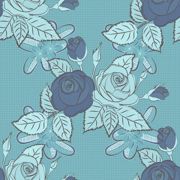 잎사귀를 푸른색으로 유행하는 인쇄물이다 디자인을 아름다운 벡터물기 패턴입니다 고전적 방식으로 — 스톡 벡터