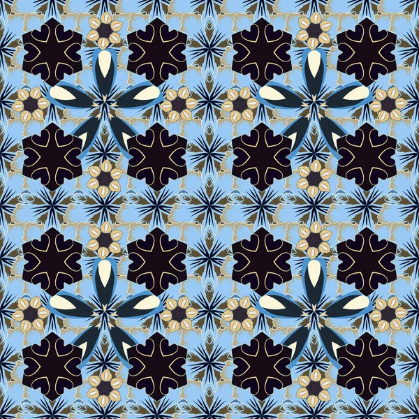 Растрові Старі Марокканські Арабські Турецькі Прикраси Безшовний Синій Сірий Чорний — стоковий вектор