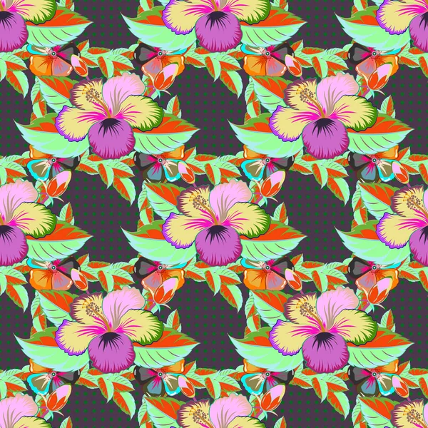 Modèle Sans Couture Avec Des Fleurs Roses Vertes Aquarelle Florale — Image vectorielle
