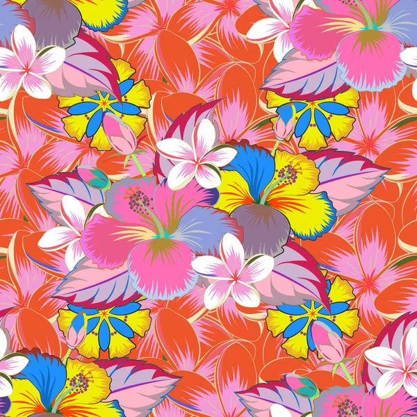 Diseño Flores Patrón Sin Costura Vector Abstracto Colores Rosa Azul — Archivo Imágenes Vectoriales