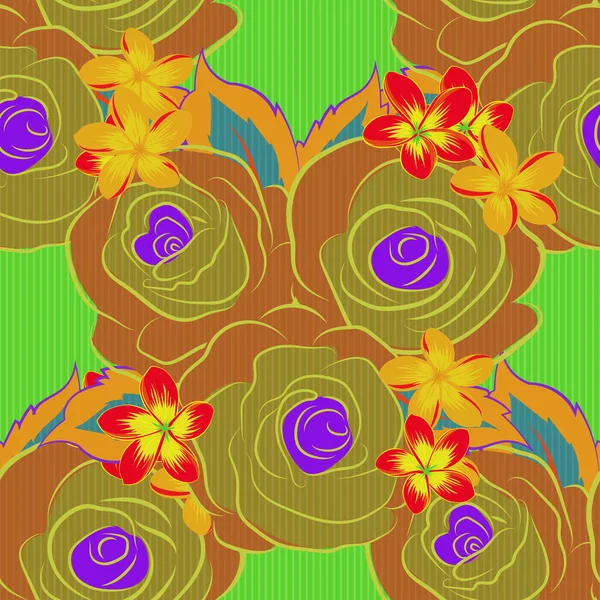 Fondo Floral Moda Patrón Tinta Sin Costura Vectorial Con Flores — Archivo Imágenes Vectoriales