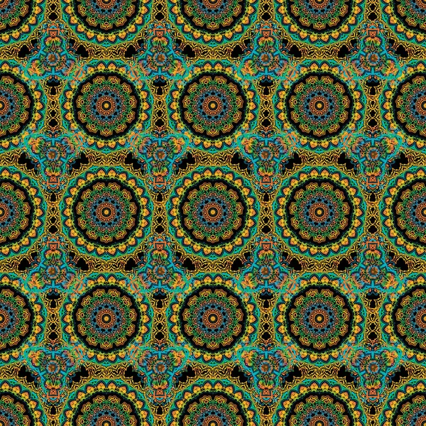 Fond Sans Couture Style Grunge Orange Vert Damassé Paisley Papier — Image vectorielle