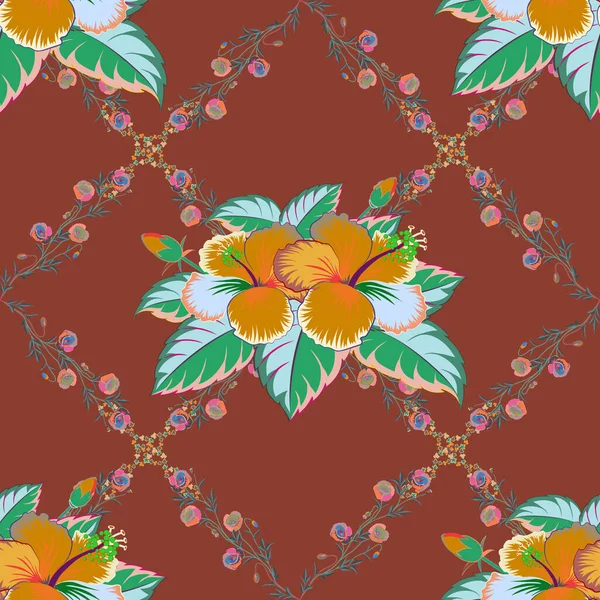 Illustration Vectorielle Motif Floral Indien Traditionnel Sans Couture Sur Fond — Image vectorielle