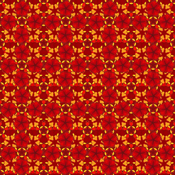 Vector Seamless Pattern Christmas Traditional Colors Abstract Yellow Orange Red — Stock Vector