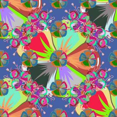 El çizimi. Suluboya resim efektli soyut çiçekler, çok renkli çiçeklerin vektör illüstrasyonu.