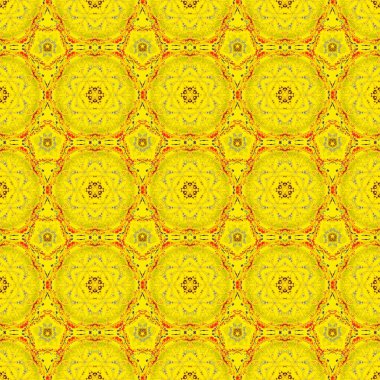 Turuncu, siyah ve sarı renklerde süslü konuşmalar. Vektörsüz damaske deseni, klasik duvar kağıdı, arkaplan.