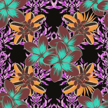 Gri, kahverengi ve yeşil renklerde sulu boya buketi olan romantik, pürüzsüz desenler. Geçmişi, tekstili, ambalaj kağıtları, tebrik kartları için. Vektör illüstrasyonu.