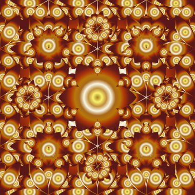 Vektör çizimi. Turuncu, bej ve kahverengimsi süsler, lamasyon desenli, soyut şekiller..