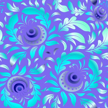 Soyut elementlere sahip mor ve mavi kılavuz desenli vektör. Yatak örtüsü, ceket, paket tasarımı, baskı, kumaş veya moda kavramları için doğu tekstil baskısı.