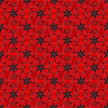 Lüks süs eşyasıyla kusursuz desen. Siyah, pembe ve kırmızı elementli zarif Noel Posteri Şablonu. Vektör illüstrasyonu.