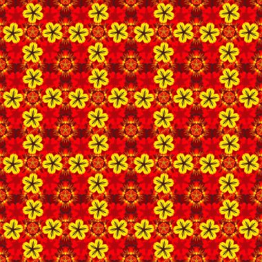 Vektör çizimi. Geometrik tekrarlayan, altıgen şekilli, turuncu, sarı ve kırmızı gradyan..