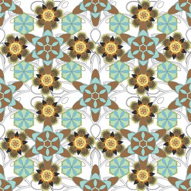 Soyut yeşil, mavi ve kahverengi elementler. Vektör parlak metal yüzey pürüzsüz desen.