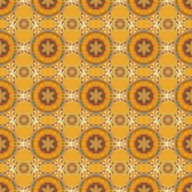 Vektör çizimi. Kesik kağıt dantel dokusu, vektör tül arka plan, sarılı, turuncu ve bej renkli girintisiz desen.