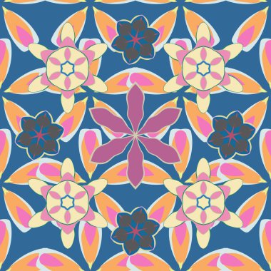 Sarı, pembe ve mavi renklerde kusursuz desen. Güzel suluboya çiçekler, parlak tablolar ilham verici çiçek desenleri..