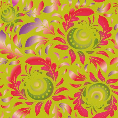 Çiçeksiz desen. Duvar kağıdı barok, pürüzsüz vektör arkaplanı pembe, bej ve sarı renklerde..