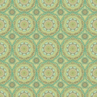 Sarı, yeşil ve mavi süsler. Duvar kâğıdı barok, İspanyol kumaşı. Kusursuz bir geçmişi var. Çiçeksiz desen.