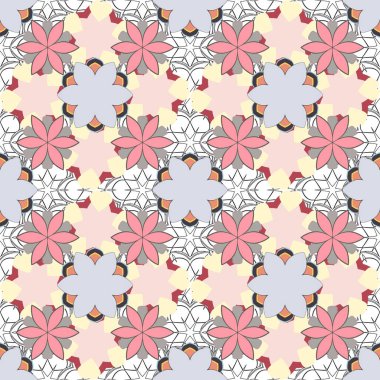 Çiçeksiz, gri, bej ve pembe renklerde bir desen. Vektör illüstrasyonu.
