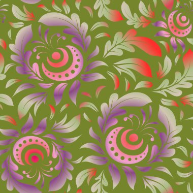 Vektör kusursuz desen. Pembe, bej ve kırmızı renklerde klasik tasarım. Damask zarif duvar kağıdı.