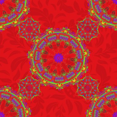 Vektör kesme kağıt dantel dokusu, yeşil, pembe ve kırmızı tül, girintisiz desen.