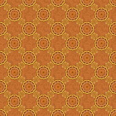 Vektör çizimi. Damask arkaplan deseni kahverengi, turuncu ve kırmızı renklerde.