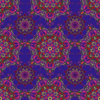 İpsiz bağlanmış balık ağı deseni mor, kırmızı ve sarı renklerde. Vektör duvar kağıdı.