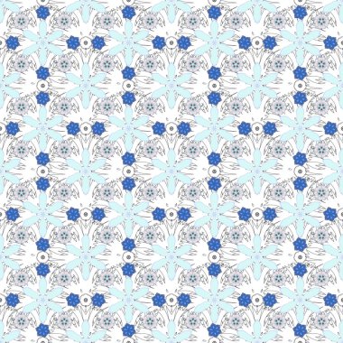 Lüks şablon. Mavi ve gri, kusursuz desen.