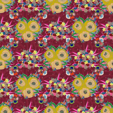 Dekorasyon ve tasarım için güzel bir vektör deseni. Yeşil ve mavi renklerde, dikişsiz çiçekli suluboya deseni. Klasik tarzda suluboya çiçeklerin zarif deseni. Moda yazdırma.