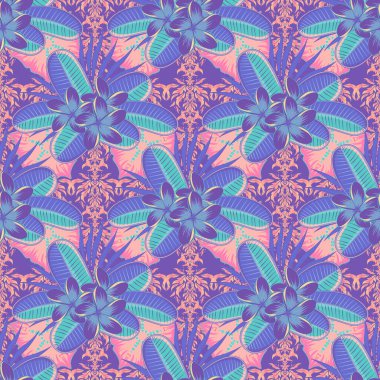 Kahverengi, gri ve mavi renklerde, şirin çiçekli kusursuz desenler. Çiçek arka planı.