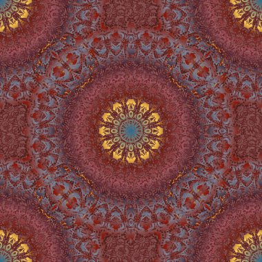 Çiçeksiz desen. Kusursuz bir geçmişi var. Duvar kâğıdı barok, İspanyol kumaşı. Kırmızı, kahverengi ve sarı süs.