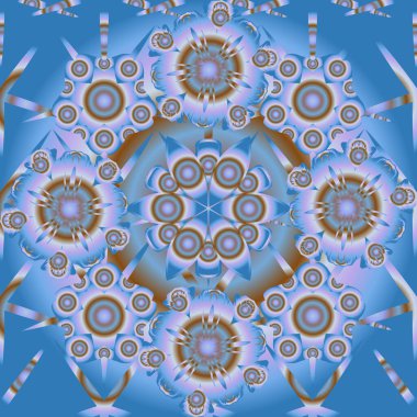 Ikat damaske desensiz arkaplan fayansı mavi, kahverengi ve bej renkli.