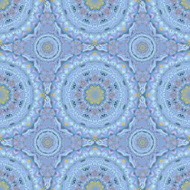 Vektör çizimi. Kusursuz damaske deseni. Gri ve mavi renkli Victoria dönemi desenli klasik süsleme arkaplanı.