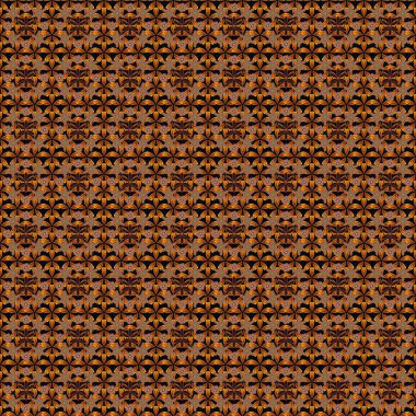 El çizimi vektör çizimi. Küçük çiçeklerin açtığı, kusursuz bir desen. Turuncu, siyah ve kahverengi renklerle kusursuz bir arkaplan.