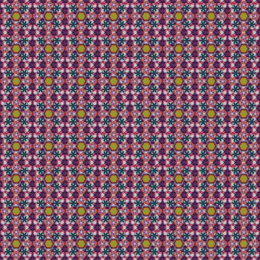 Kırmızı, mor ve mavi renklerde, karışık çiçeklerle kusursuz çiçek deseni..