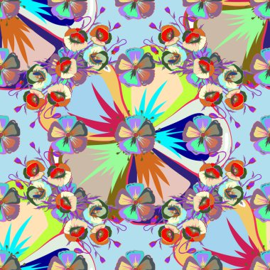 Mavi ve yeşil renklerde kusursuz el çizimi vektör deseni.