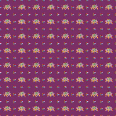 Küçük renkli çiçekler. Bahar çiçeği arkaplanı. Küçük çiçekte şirin bir desen. Moda baskıları için zarif bir şablon. Motley illüstrasyonu.