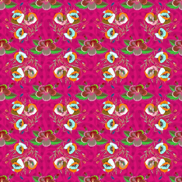 Patrón Vectorial Sin Costuras Colores Rosa Azul Fondo Floral — Vector de stock