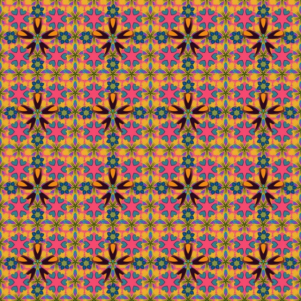 Fleurs Vectorielles Écrites Main Timbres Clés Motif Vintage Sans Couture — Image vectorielle