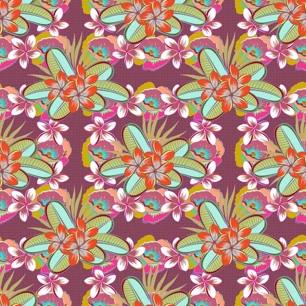 Flores Ditsy Pintadas Mano Patrón Sin Costuras Fondo Vectorial Con — Archivo Imágenes Vectoriales