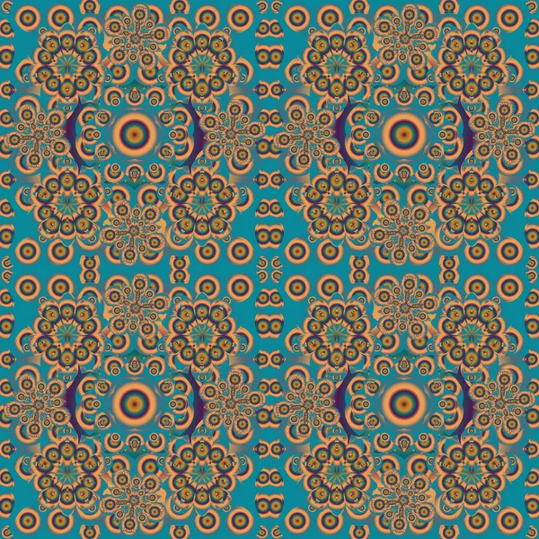 抽象オレンジ 青の要素 ベクトル光沢のある金属表面シームレスパターン — ストックベクタ