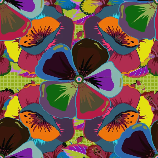 Patrón Floral Sin Costura Vectorial Con Flores Hojas Cosmos Colores — Vector de stock