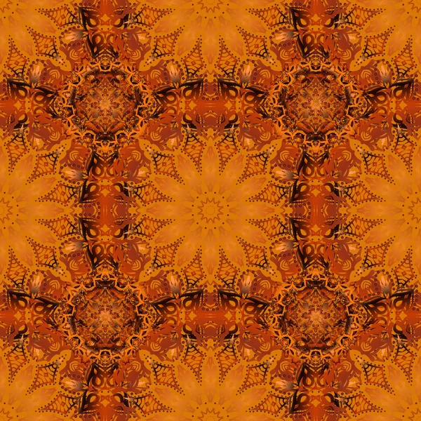 Naranja Marrón Rojo Ornamento Floral Abstracto Patrón Inconsútil Vector Elementos — Archivo Imágenes Vectoriales