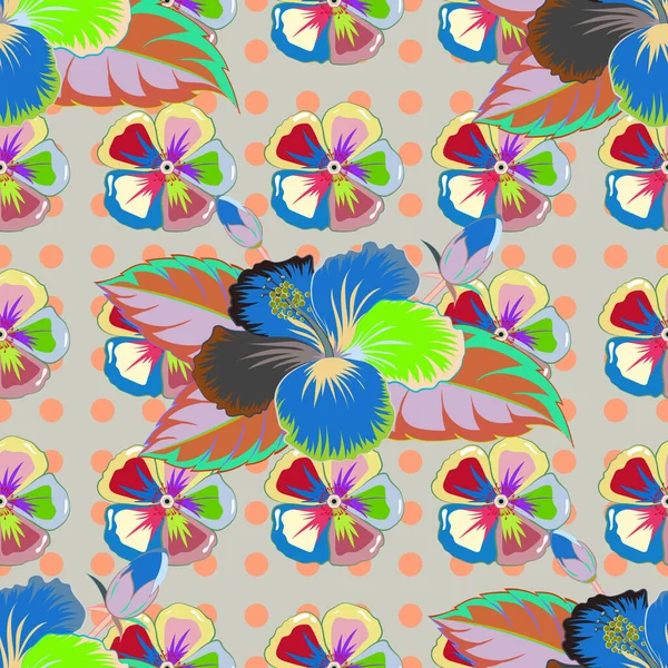 ニュートラルな背景にベクトルシームレスなパターン 美しい水彩画の花 明るい絵に触発されたハイビスカスの花 Print — ストックベクタ