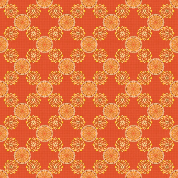 东方风格 用米色 橙色和红色构成的达摩无缝图案 矢量老式装饰品 手绘草图面料 背景设计 邀请书 书皮设计 — 图库矢量图片