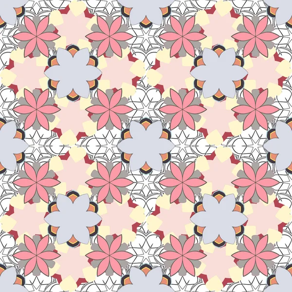 Çiçeksiz, gri, bej ve pembe renklerde bir desen. Vektör illüstrasyonu.