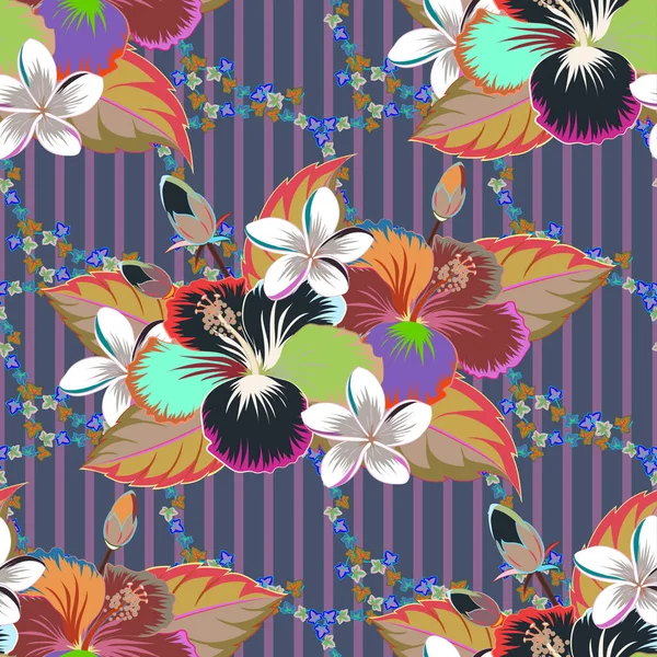 Sömlöst Mönster Med Tropiska Blommor Akvarell Stil Abstrakt Vektor Blommig — Stock vektor