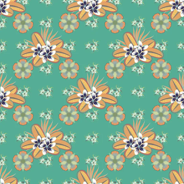 Vecteur Fleur Primula Motif Sans Couture Dans Les Couleurs Vert — Image vectorielle